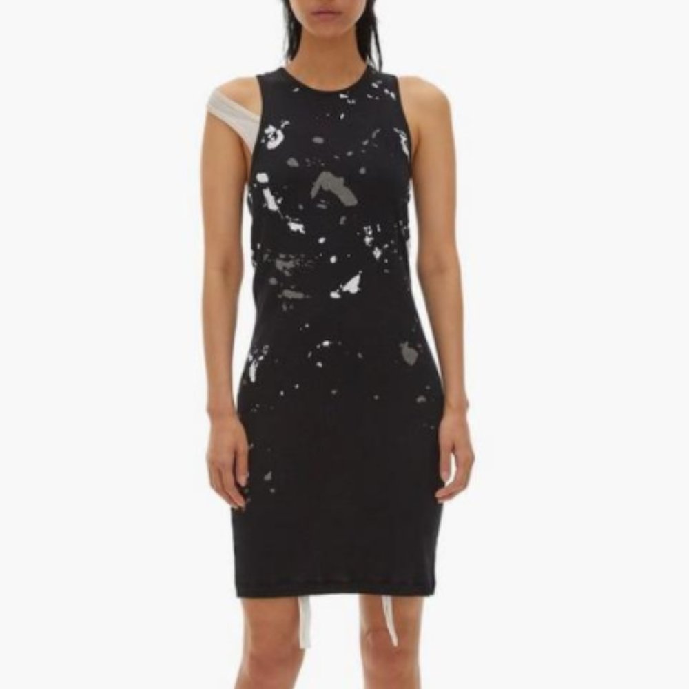 Helmut Lang Splatter Black Sleeveless Dress XS